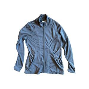 Athleta‎ Revive Ruched Gray Vented Full Zip Jacket Women's Medium.